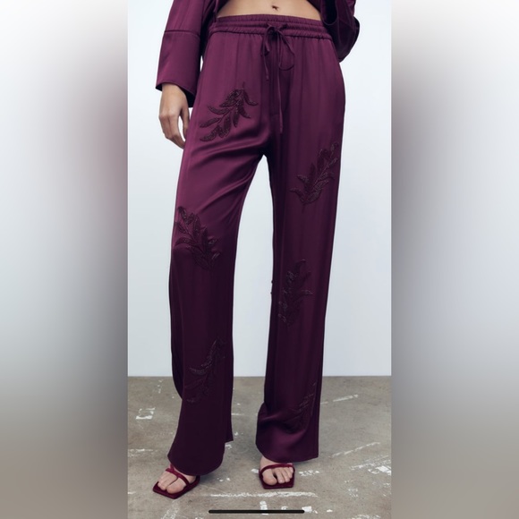 Zara beaded embroidered pants - Picture 2 of 7